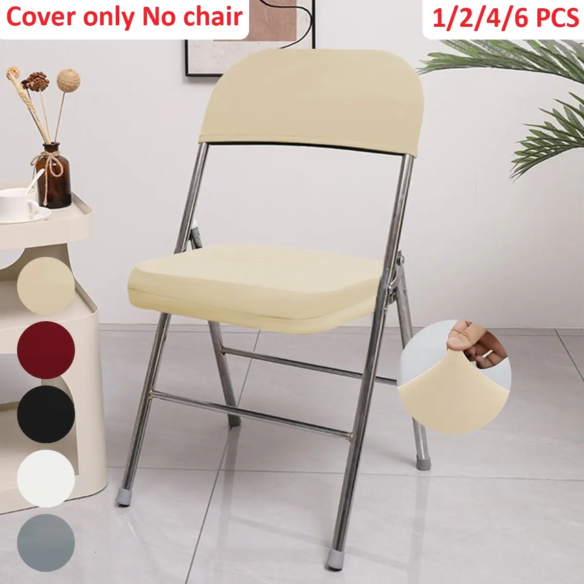 Foldable Chair Cover Set of 1/2/4/6, Includes Seat Cushion and Backrest Covers, Solid Color Furniture Protector for Home & Office, Folding Chair Cover, Chair Covers For Folding Chairs