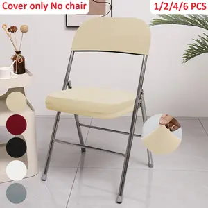 Foldable Chair Cover Set of 1/2/4/6, Includes Seat Cushion and Backrest Covers, Solid Color Furniture Protector for Home & Office, Folding Chair Cover