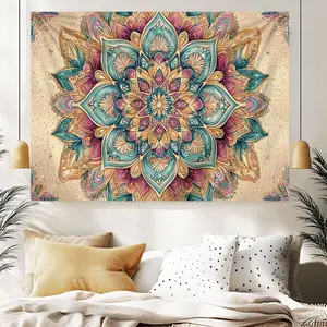 1pc Polyester Mandala Textured Wall Hanging - Colorful Hanging Decoration, Vintage Aesthetic Home Decor Fabric Wall Art for Bedroom, Living Room, Colorful Tapestries, Hanging Decoration Tapestries