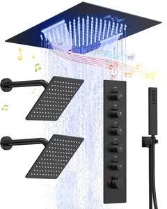20" Ceiling Mount 2.5 GPM Complete Shower System with LED, Bluetooth Music and Rough in-Valve | Smart Temp Flow | 31 Spray patterns | Revitalize with Body Jets | Quiet Operation | Precision Temperature Control