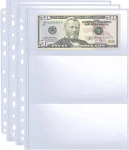 30 Pack 180 Pockets 11 Hole Currency Collection Sleeves, Cash Collecting Album Refill Page, Double Side 3 Pockets Currency Sheets for Collecting Dollar Bills