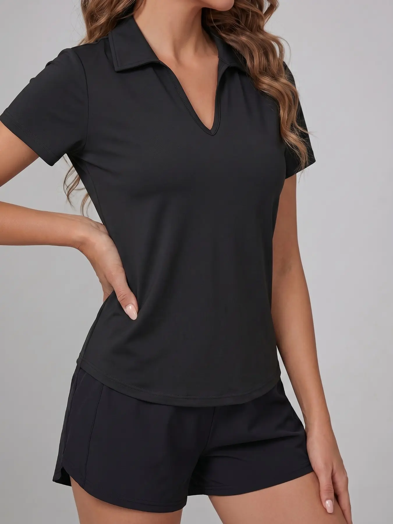 Women's Solid Color Sports Polo Shirt, Breathable Comfortable Short Sleeve Collared Top for Golf Baseball Tennis, Ladies Summer Sportswear