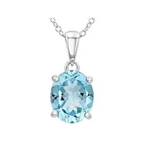JTV Sky Blue Topaz Rhodium Over Sterling Silver Solitaire Pendant with Chain 3.70ct