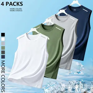 4PCS Men’s Premium Ultra-Soft Tank Tops — High-Stretch, Breathable Muscle Tanks for Fitness & Casual Wear, Mesh Quick-Dry Pullovers, TikTok Favorites, True Size