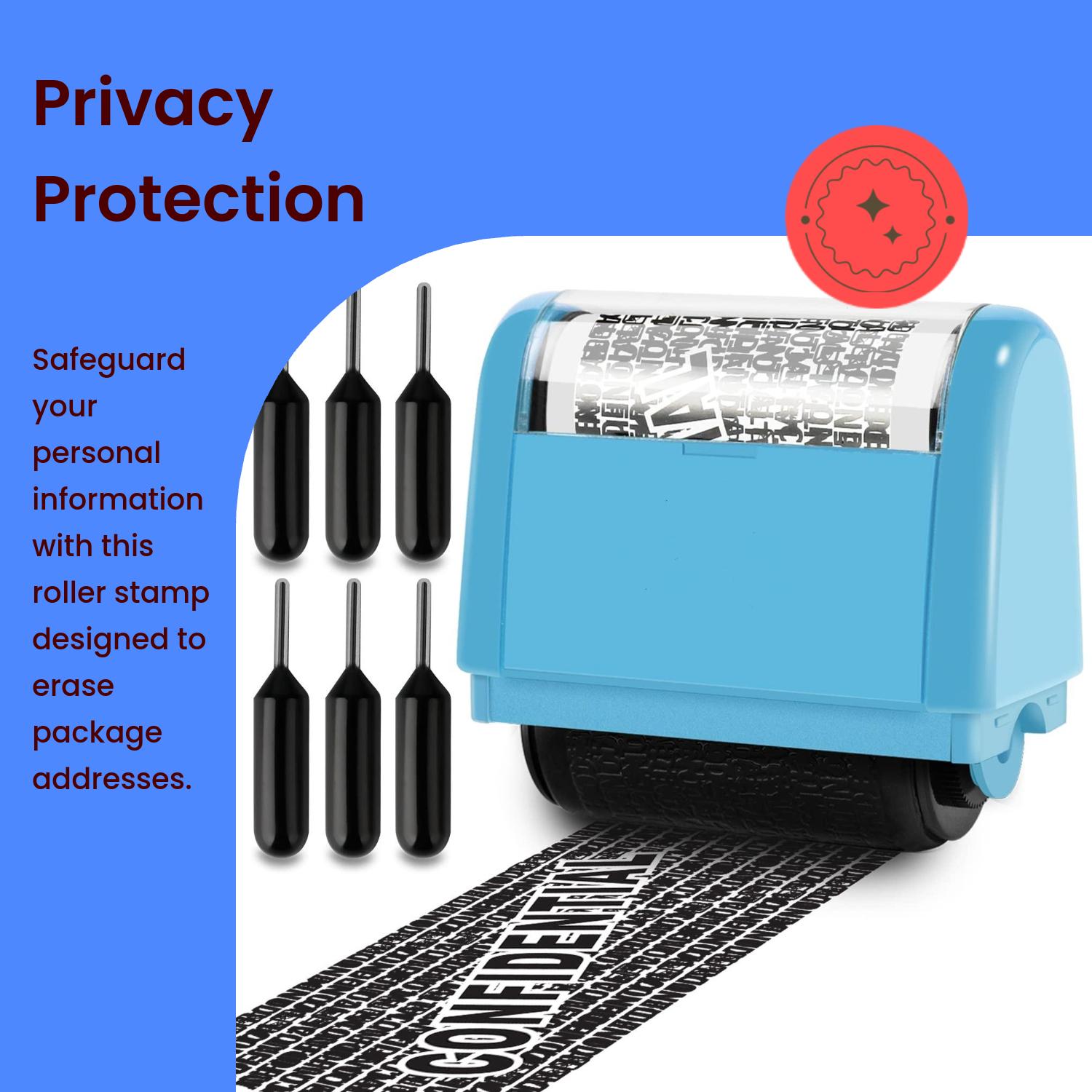 1pc Privacy Roller Stamp - Identity Theft Protection Security Seal - Express Package Address Eraser,  Multi-ColorsIdentity Theft Protection Roller Stamp Set - White (6 Refill Ink Incleded)