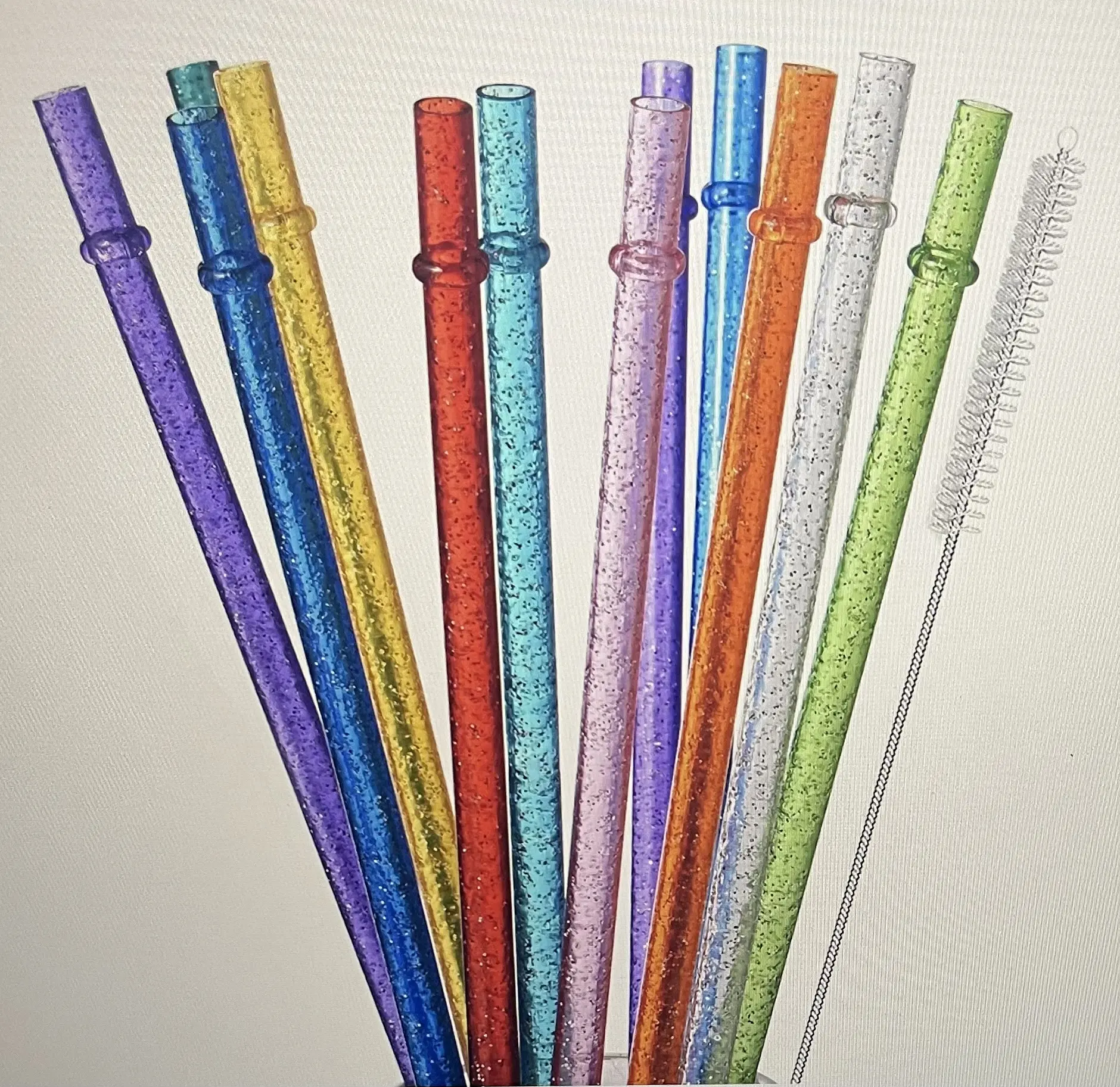 Glitter Straws-Reusable Clear Glitter Plastic Straws Perfect for any of your drinkware
