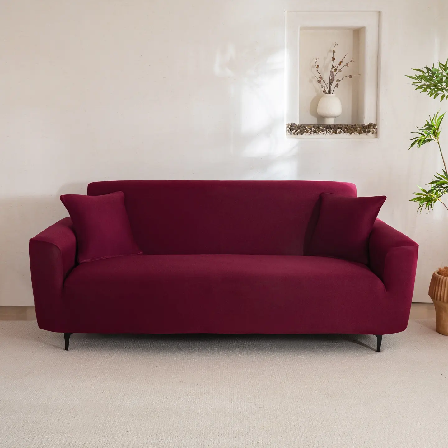 Solid color stretch sofa cover, soft and flexible elastic sofa cover, comfortable sofa protector for home and office