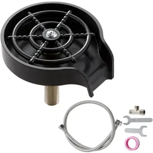 VEVOR Glass Rinser,  10 Powerful Spraying Jets 360° Rotating Cup Rinser for Sink, Wearproof ABS Kitchen Sink Faucet Cup Washer & ABS Cup Holder for Baby Bottle, Glass Cup, Wine Glass (Black Base)