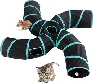 Polyester Cat Tunnel Toy, Interactive Pet Play Equipment, Foldable and Durable Cat Self-Entertainment Accessory, Suitable for All Seasons.