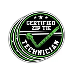 Certified Zip Tie Technician Sticker - Funny Mechanic Electrician Decal for Helmet, Bottle, Toolbox, Laptop MOR