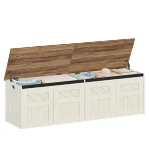 Storage Chest, Large Storage Bench with 2 Hinges, Farmhouse Wooden Box Bench, Lift-Top Organizer Chest, Wooden Bed End Bench, Suitable for Entryway, Bedroom