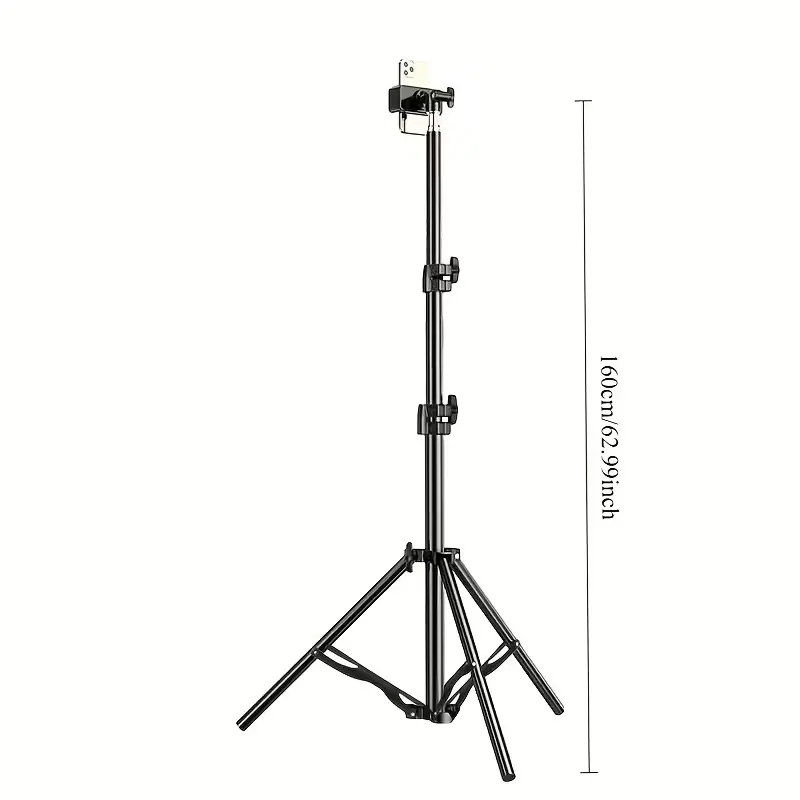 Universal telescopic disc clamp floor stand, height adjustable, portable, flat base, tripod, with 1/4-inch screws, height adjustable, suitable for smartphones, cameras, projectors.