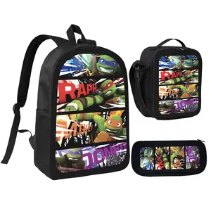 Teenage Mutant Ninja Turtles Backpack With Lunch Box Pencil Case 3 In 1 For Boy Girl Teen Schoolbag Lightweight Large Capacity 600D Oxford Cloth Adjustable Straps Comfortable Mesh Back Cushioning backpack goals-F