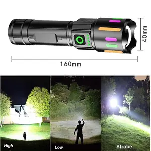 350000000 Lumen Super Bright LED Tactical Flashlight Rechargeable LED Work Light