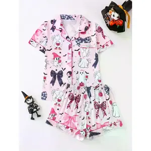 Women's Two-Piece Pajama Set: Casual Short Sleeve Top with Pocket & Elastic Waist Shorts, All-Season Comfort Sleepwear & Loungewear