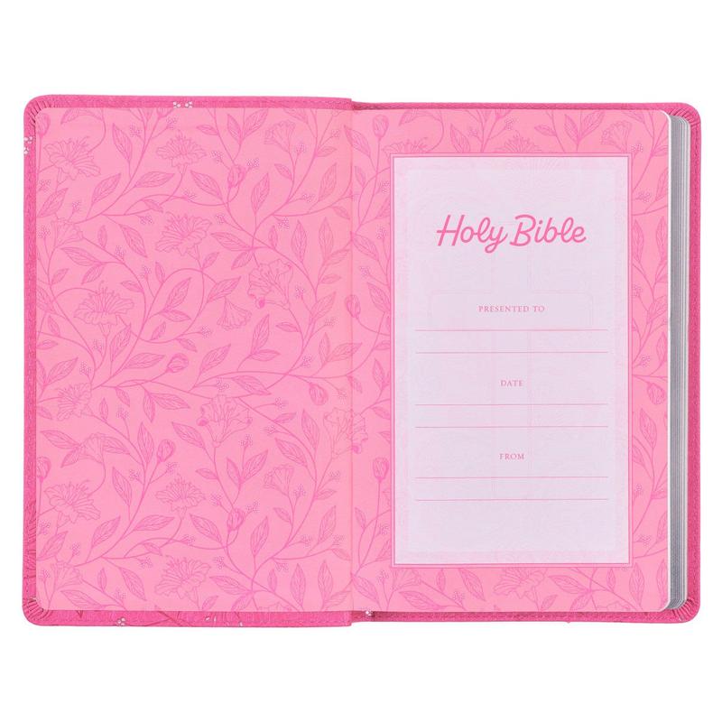 Pearlized Cherry Pink Faux Leather King James Version Gift Edition Bible (Font: 8-point) (No Bible Tabs)