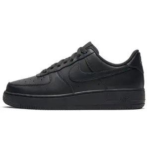 Nike Air Force 1 Triple Black Low-Top Sneakers for Women All-Black Leather Upper Classic AF1 Silhouette Embroidery Details Solid Rubber Outsole nike 2000 Casual Footwear flats monchichi ice spice's spongebob outfit i love you drake Trainer Athletic