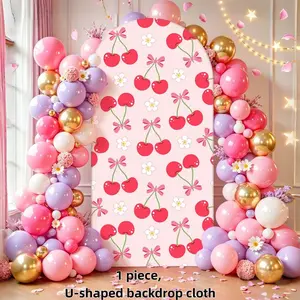 80cmx180cm U-Shaped Background Cloth, Party Decoration Arch Cover, Cherry Watermelon Strawberry Patterns, Wedding Birthday Event Decor