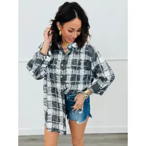 Black/White Rhinestone Embellished Button Up Top (One Size)