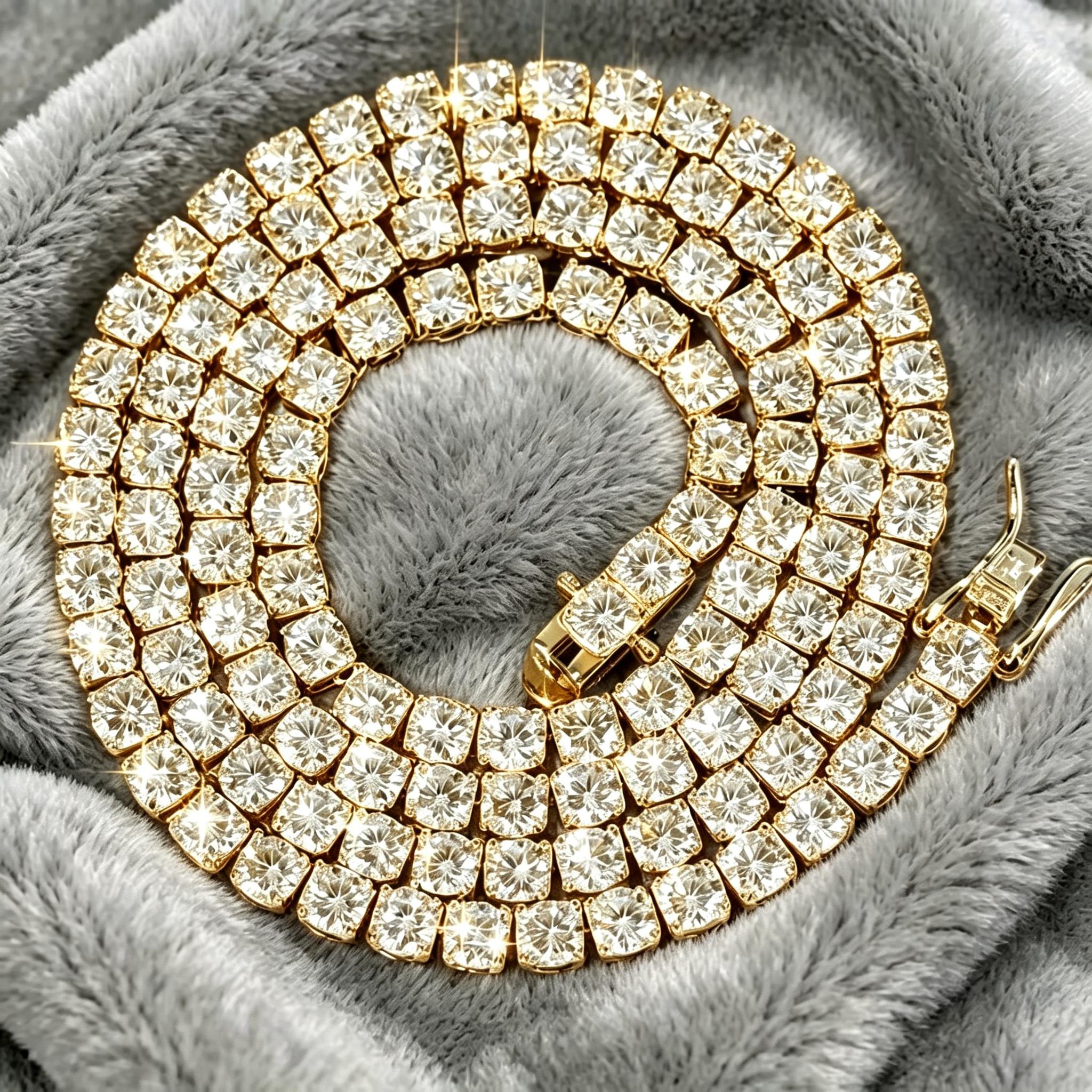 3/4/5mm Hip Hop Moissanite Tennis Necklace Ice Out VVS1 Diamond Chain Bling Bling Sparkling Jewelry Iced Out Chain Luxury Gift for Men Women Streetwear Jewelry