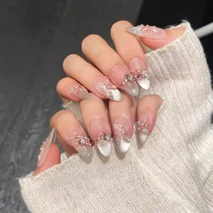 Elegant Nail Art Patch with Color-Blocking Butterfly Gradient Press-Type Acrylic False Nail Light Therapy for Whitening Personalized Versatile Detachable Reusable press-on nail collection Plastic Fake Fingers with Acrylic Nails