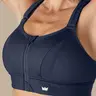 SHEFIT Women's Ultimate High Impact Sports Bra - Nylon Activewear Vibes, Everyday Active, Wirefree, Padded, Convertible Straps, X/H Back, 15” Lift, Hook and Eye, Adjustable Chest Compression, Fitted Athletic for Gym Workouts, Zipper Garage