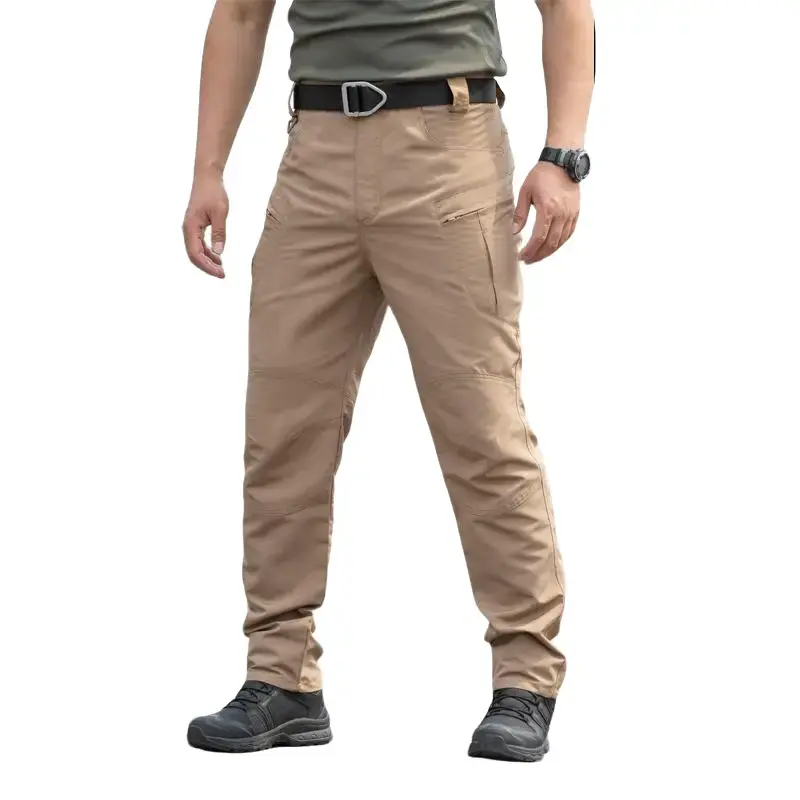 Men’s tactical pants with slight stretch, water-resistant and tear-resistant hard plaid fabric; wear-resistant cargo pants with pockets—lightweight outdoor work/hiking pants