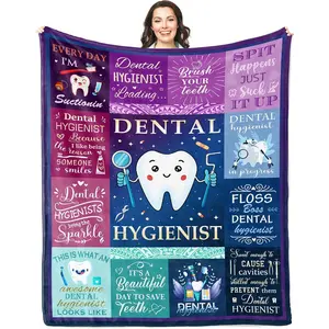Dental Hygienist Gifts for Women Blanket 60"x50", Dental Hygiene Student Graduation/Christmas/Birthday Gift