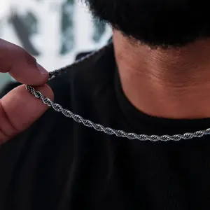 Rope Chain in Black - 4mm - Perfect Gift