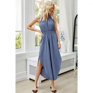 Asymmetrical Hem Tie Back Jumpsuit