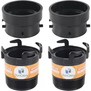 (2 x Combo Pack, Black) RV Sewer Pipe Adapter, 3" Rotating Rigid Bayonet Adapter with Male &, Termination Fitting with 3" Bayonet & Hub, RV Sewer Hose Connector for Waste Disposal