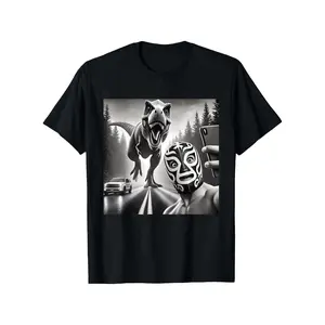 Mexican Wrestling Lucha Libre Mask Selfie Adventure T Shirt 100% Cotton Casual Tshirts Crewneck T-Shirt Funny Short Sleeve Unisex Graphic Tee for Men Women Adults Classic Menswear Summer Fashion Streetwear Top Clothes Apparel Seamless Soft