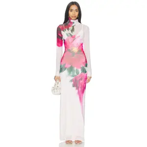 AFRM Billie Long Sleeve Dress in Ivory Blossom