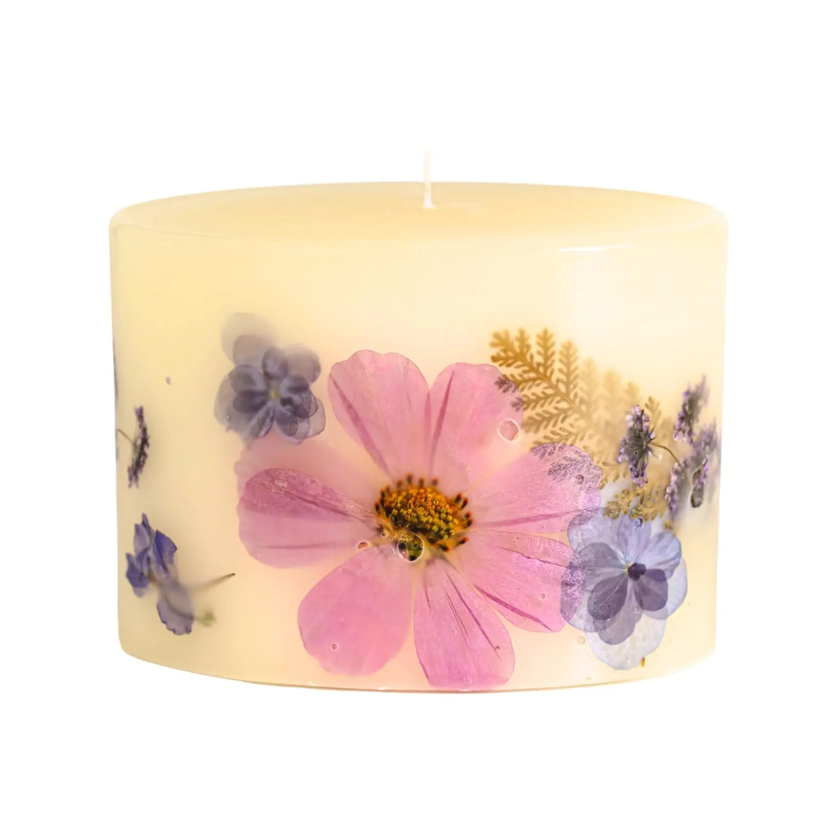 Rosy Rings Petite Round Botanical Candle - Aromatherapy, Long Lasting Candle, 60 Hour Burn Time, Floral Botanical Candles Home Decor Essential Oil Anniversary Christmas Gifts Present (Roman Lavender)