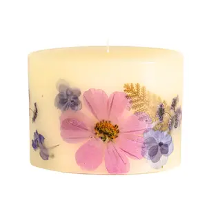 Rosy Rings Petite Round Botanical Candle - Aromatherapy, Long Lasting Candle, 60 Hour Burn Time, Floral Botanical Candles Home Decor Essential Oil Anniversary Christmas Gifts Present (Roman Lavender)