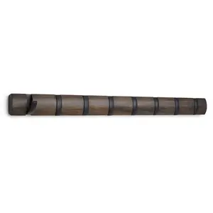 Umbra Flip Retractable 8-Hook Floating Wall-Mounted Coat Rack, Walnut Wooden, Black, Modern Decor, Easy Installation, Women's Clothes Hanger & Towel Hook, Indoor Furniture Wall Mounted Organizer