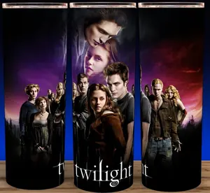 Twilight Saga - Bella - Jacob and Edward Vampire Movie Cup Mug Tumbler 20oz - Stainless Steel, Fantasy, Modern Drinkware - Washable Flasks Stylish
