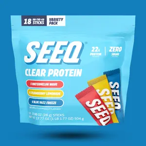SEEQ Clear Protein Powder - 22g Whey Isolate Per Serving - Zero Sugar & 0 Lactose - Post Workout Fitness Nutrition - On-The-Go Sticks - Blue Razz Freeze, Strawberry Lemonade, Watermelon Wave - Healthcare - Muscle Supplement- Gluten Free, Caffeine Free