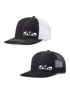 2pcs/1pc Unisex Baseball Cap Cross Printing Hat Mesh Hats for Mens Women Richardson Slightly Curved Brim Baseball Cap Adjustable Trucker Hats Dad Hats Outdoor Mesh Breathable Sun Hat