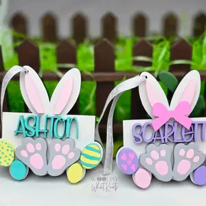 Personalized Easter Basket Tag | Bunny Durable Colorful Decoration Easter Personalized Easter Basket