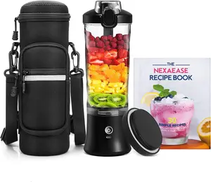 Portable Blender with Insulated Carrying Case & Recipe Book for Shakes and Smoothies, 20 OZ Personal Juicer Electric Protein Shaker Bottle, Mini Small Blender Cup with USB-C Rechargeable, Travel Lid NexaEase