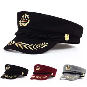 Unisex Crown Wheat Embroidered Navy Cap Outdoor Sport Sunscreen Leisure Hat Spring Autumn Travel Tourism Beach Vacation