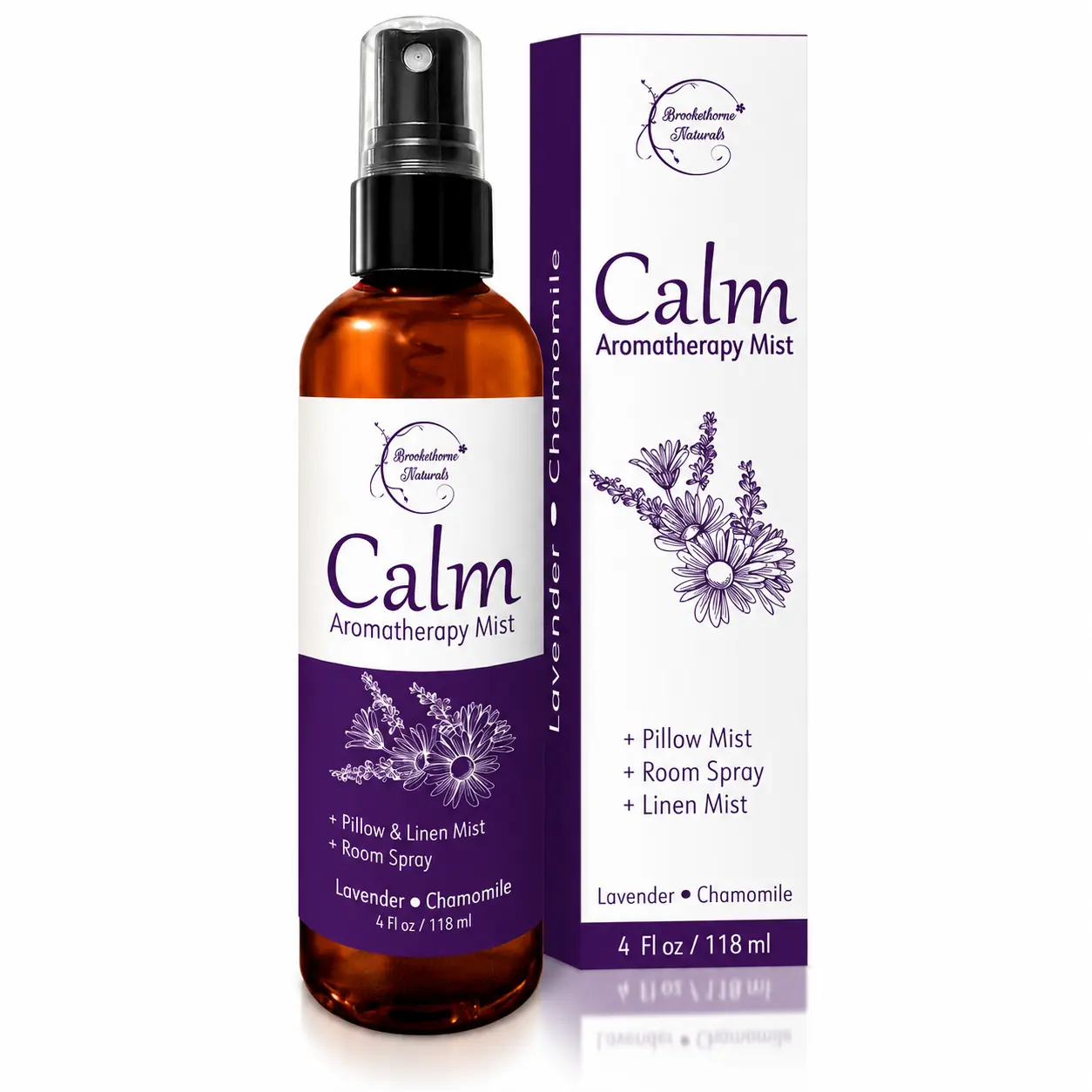 Calm Aromatherapy Mist with Lavender & Chamomile - Natural Sleep & Pillow Spray by Brookethorne Naturals