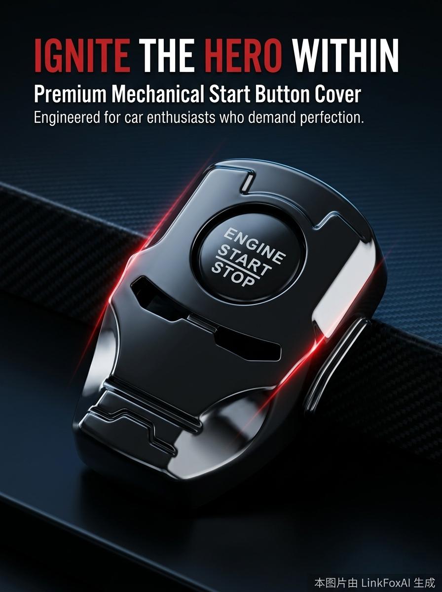 Superhero Armor Push to Start Button Cover - Metal Engine Ignition Trim, Anti-Scratch Car Interior Accessory Gadget