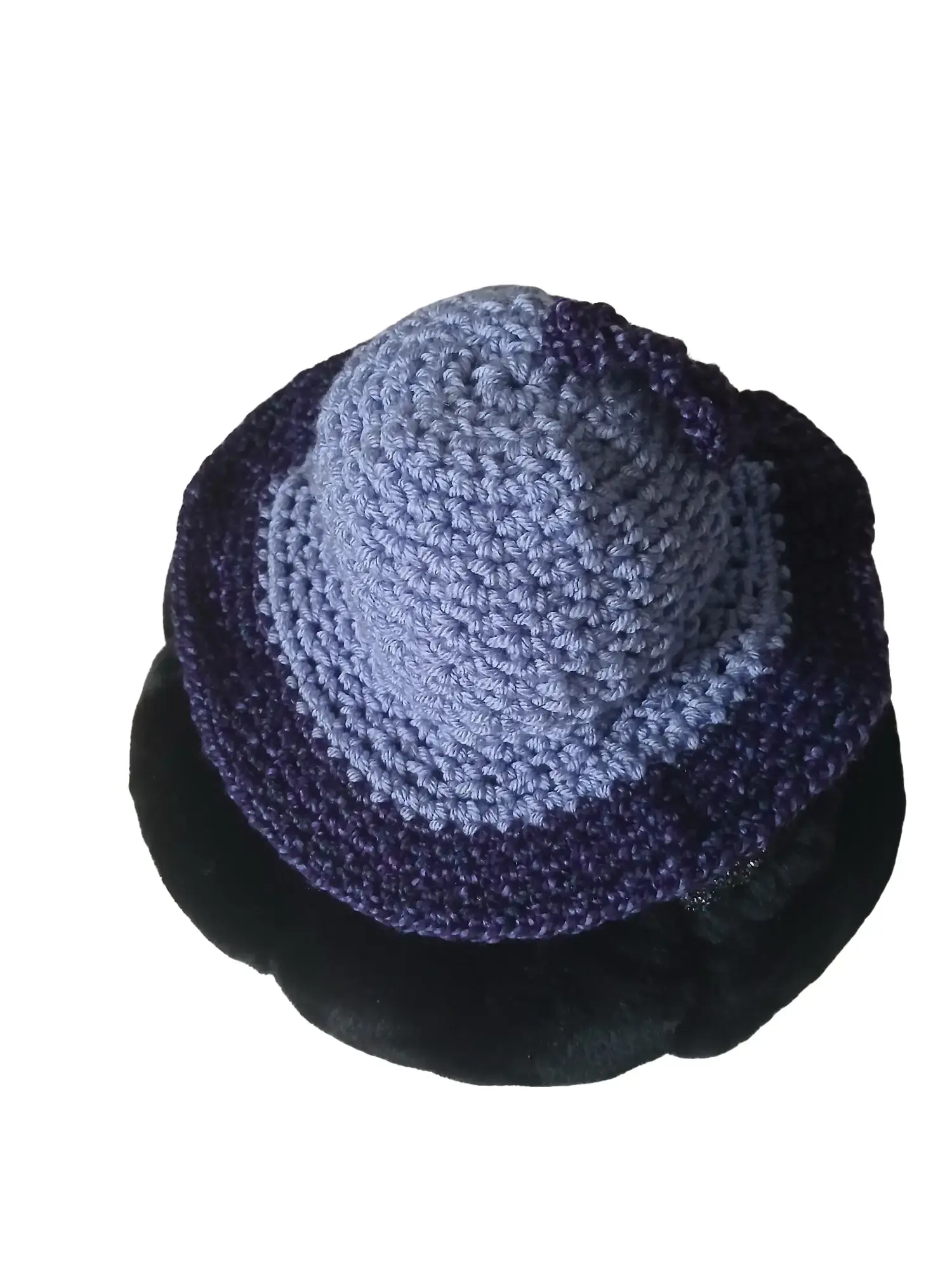 2tone purple crochet hat