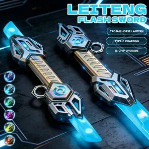 Flash Sword Extendable Lightsaber Toy with LED Lights & Retractable Dual Blades, Effects 360° Rotating Handle, Cool Collision Sound Effects, Christmas/New Year/Birthday Gifts for Boys and Girls