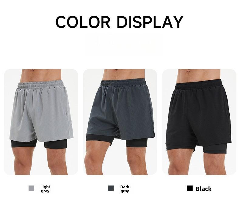 2026 New Fake Two-Piece Men's Fitness Shorts, Quick-Dry Anti-Embarrassment Swim Trunks for Beach & Running