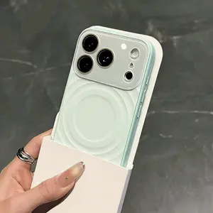 Integrated Button with Built-in Lens Film Liquid SiliconeWave Magnetic Case for IP17/16/15 Pro Max LargeWindow Full Coverage Shockproof Protection