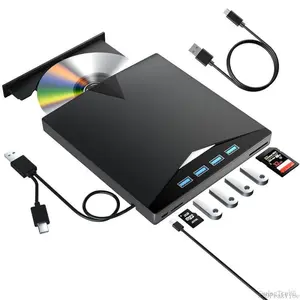 7 in 1 USB 3.0 & Type-C DVD Player, Portable CD/DVD Burner, External DVD Drive for Laptop Desktop PC, Compatible with Windows 11/10/8/7 LinuxPulseTrail5AB9PeakVibe