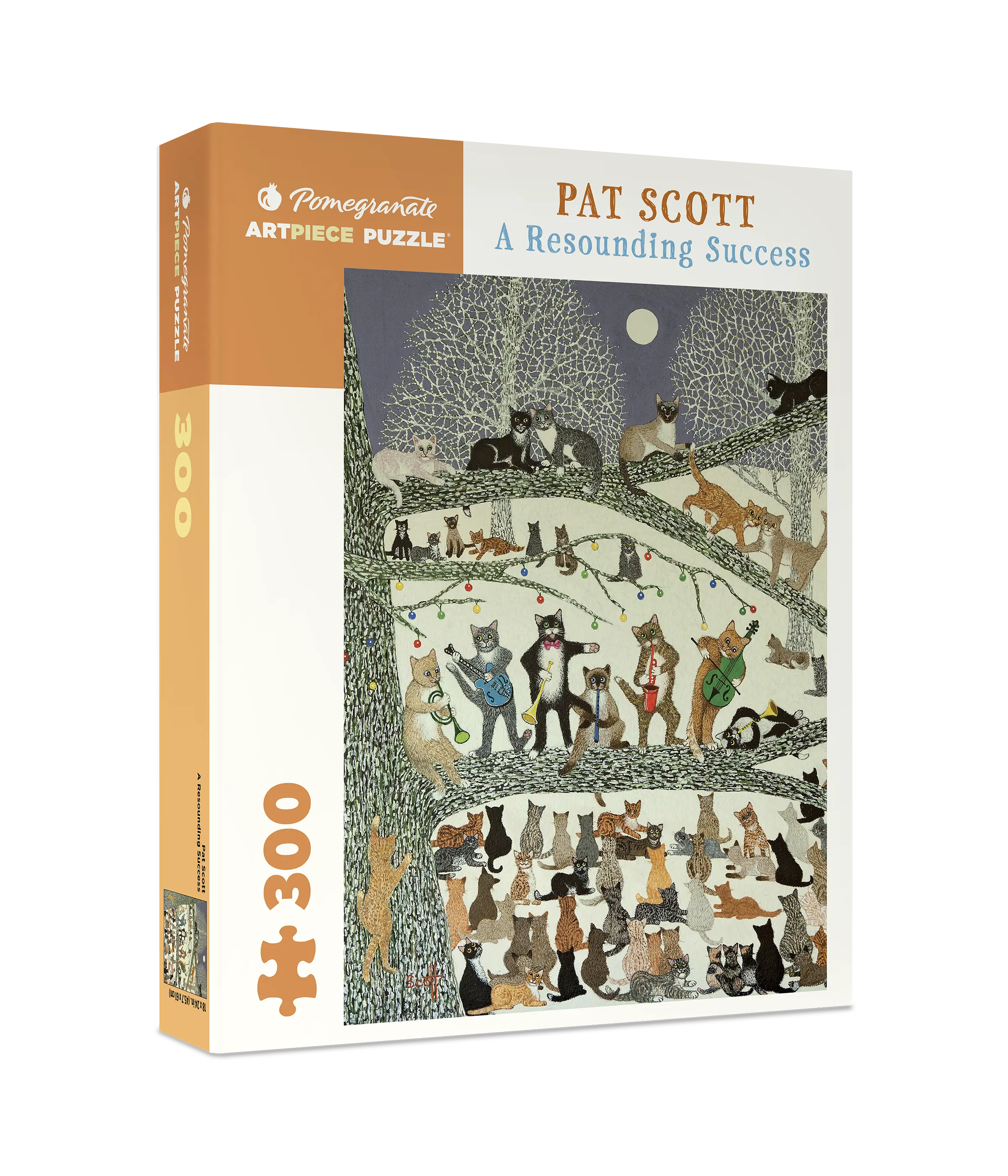 300-Piece Dancing Cat Christmas Puzzle | Matte-finish, Snug Fit, No-AI Art, Screen-free Activity